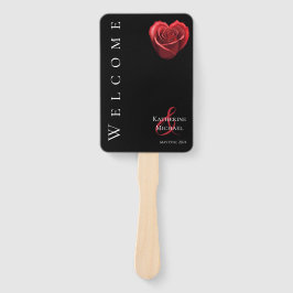 Leque Rosa vermelha Formatada pelo Coração - Casamento-