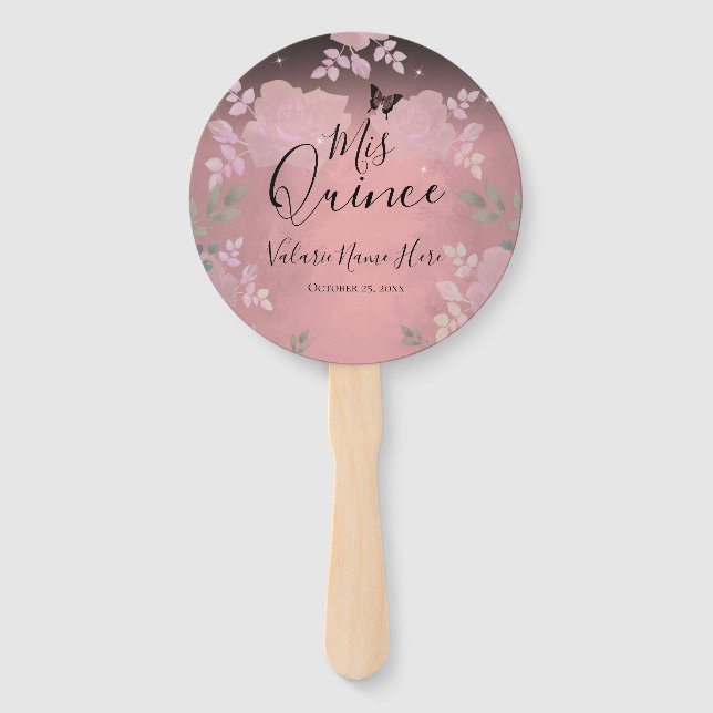 Leque Rosas ricos Quinceanera Rosa (Frente)