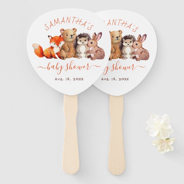 Leque Roteiro Vermelho dos Animais Chás de fraldas Da Ma (Frente e Verso)