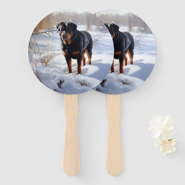 Leque Rottweiler Deixe Neve Natal (Frente e Verso)