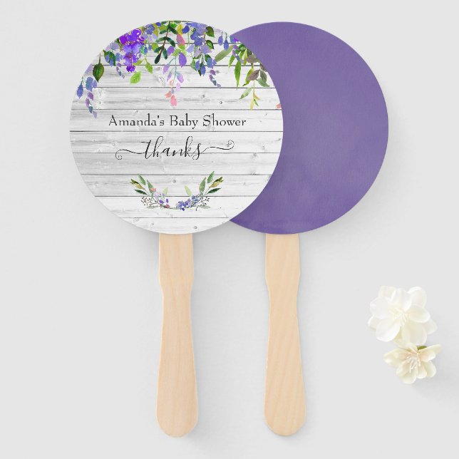 Leque Roxo Ultra Violeta Floral Aquarela (Frente e Verso)