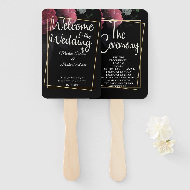 Leque Russo Floral Burgundy (Frente e Verso)