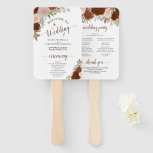 Leque Rust Orange Floral Elegant Wedment Program