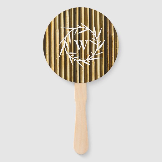 Leque Rustic Bamboo Monogram Vertical Lines Pattern (Frente)