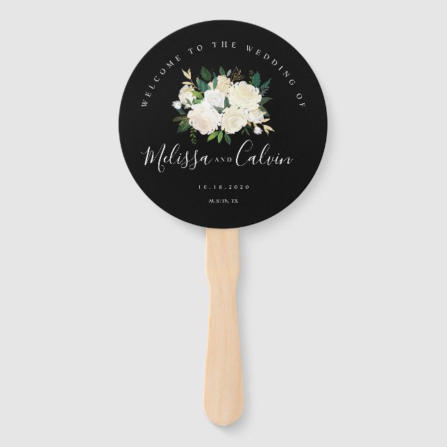 Leque Rustic Elegance Floral Weding Wand Fan (Frente)