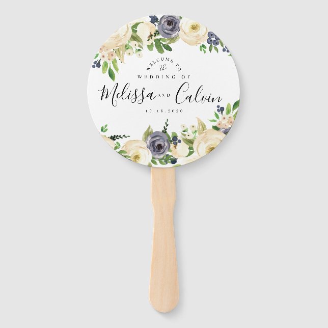 Leque Rustic Floral Wedding Wand Fan (Frente)