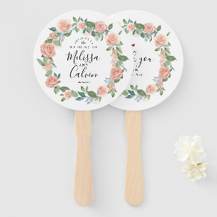 Leque Rustic Floral Wedding Wand Fan