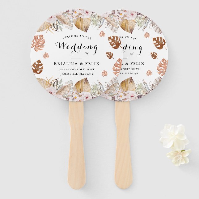 Leque Rustic Neutral Boho Wedding (Frente e Verso)