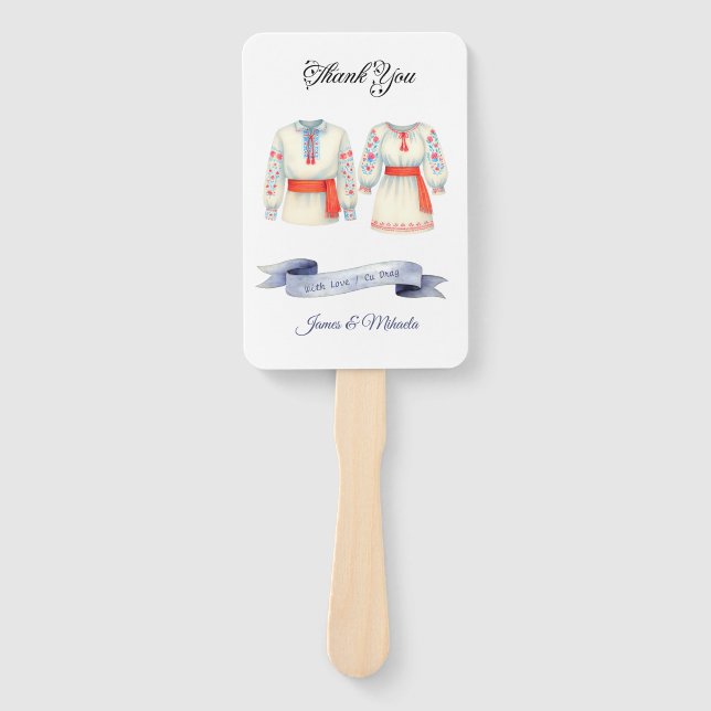 Leque Rustic Romanian Wedding Traditional Folk Costumes (Frente)