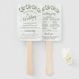 Leque Rustic Sage Green deixa Elegante programa de casam