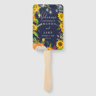 Leque Rustic Sunflower Pumpkins Blue Wedning
