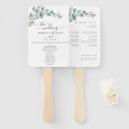 Leque Rustic Watercolor Eucalyptus Greenery Wedding