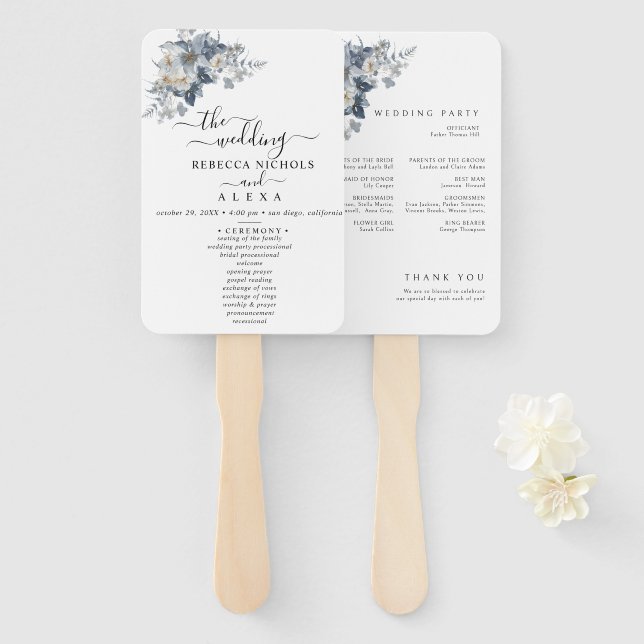 Leque rustic watercolor illustration of a floral  (Frente e Verso)