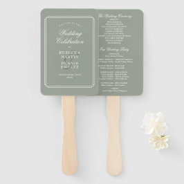 Leque Sage Green Art Deco Weding Program