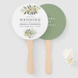 Leque Sage Green e White Floral Weding Favor