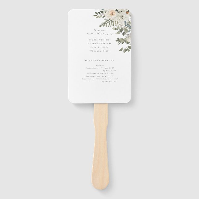 Leque Sage Green–Elegant White Floral Botanical wedding  (Frente)