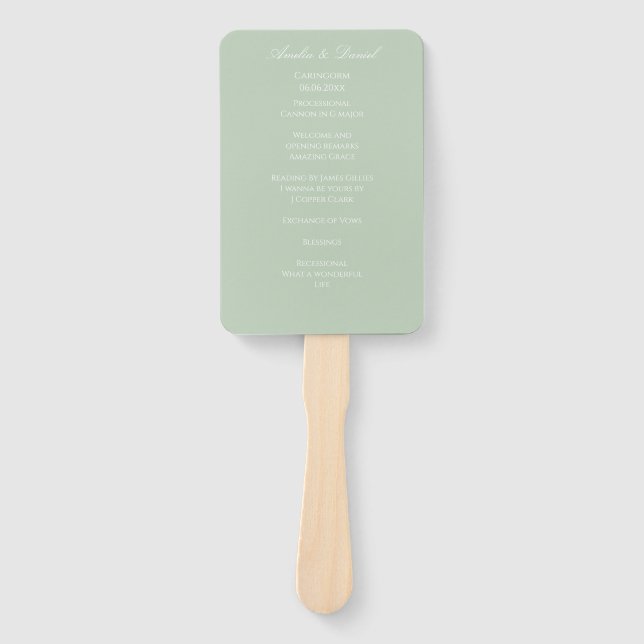 Leque Sage Green Wedding Ceremony Program (Frente)