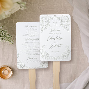 Leque Sage Vintage Flourish Monograma Wedment