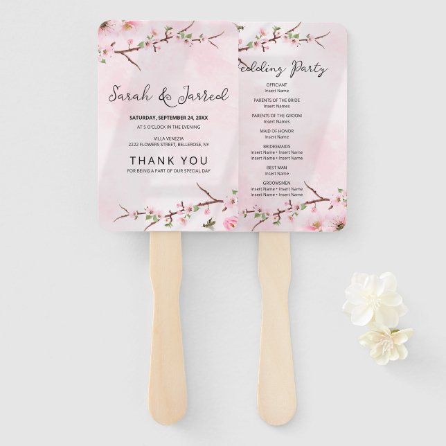 Leque Sakura Japonês Cherry Blossom Asiático (Frente e Verso)