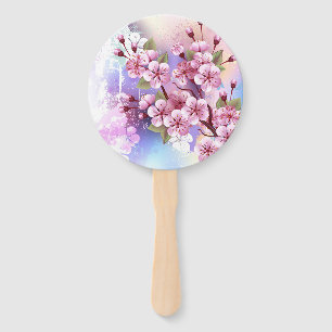 Leque Sakura rosa no fundo da pintura