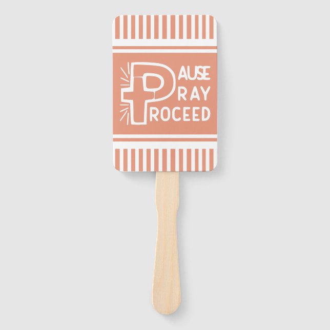 Leque salmão laranja Pausar Reze em Cristão (Frente)