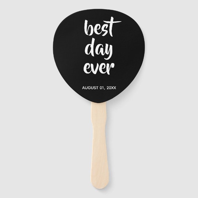 Leque Script casual preto | Ventilador De Casamento De T (Frente)