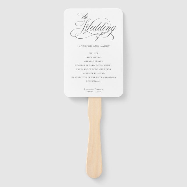 Leque Script Elegante Clássico Florea Ventilador De Mão  (Frente)