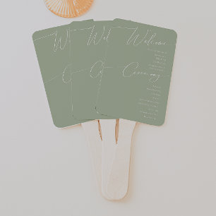 Leque Script Whimsical Programa de Casamento Verde de