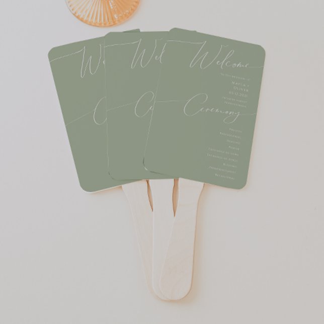 Leque Script Whimsical | Programa de Casamento Verde de  (Criador carregado)