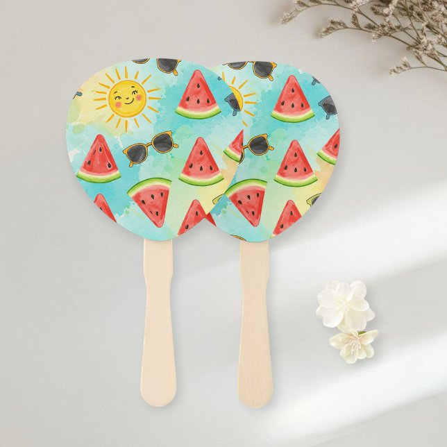 Leque Set of 10 Funny Watermelon Fans - Fresh Fruit  (Criador carregado)