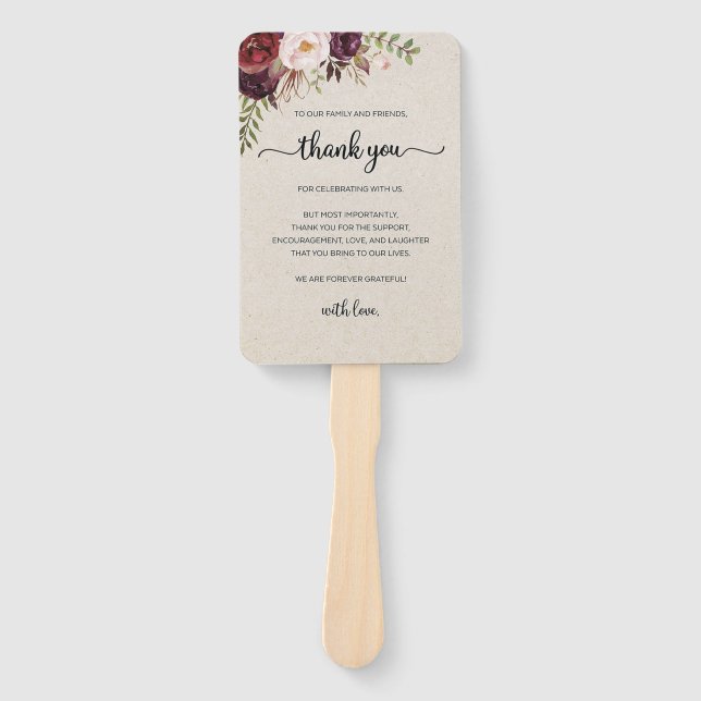 Leque Set of Fans (​Elegant Rustic Marsala Floral Save) (Frente)