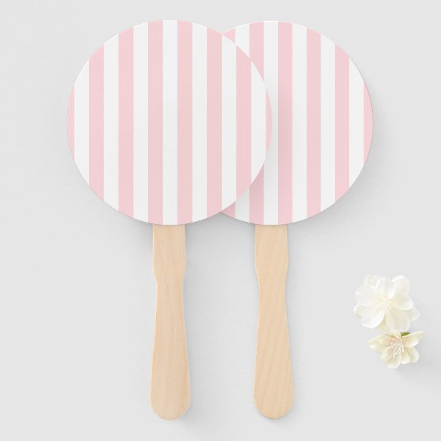 Leque Set of Fans Pink & White Stripe (Frente e Verso)