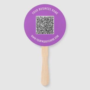 Leque Seu código QR e ventilador de mão de texto persona