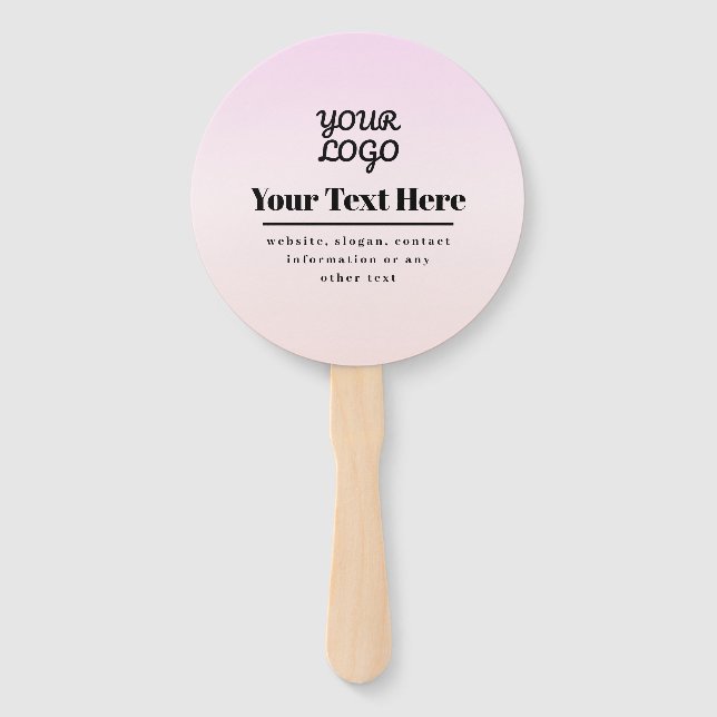 Leque Seu logotipo e texto | Pink & Peach Ombre (Frente)