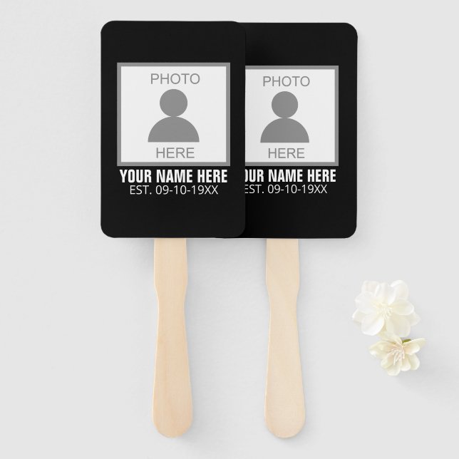 Leque Seu nome e idade da foto aqui (Frente e Verso)