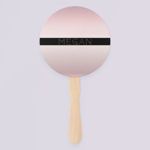 Leque Seu nome   Rosa de fina e tiras brancas