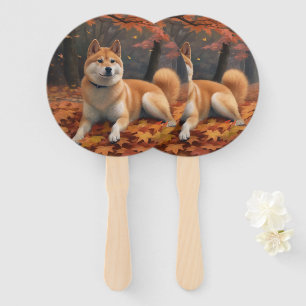 Leque Shib Inu no Outono Folhas Caem Inspirar