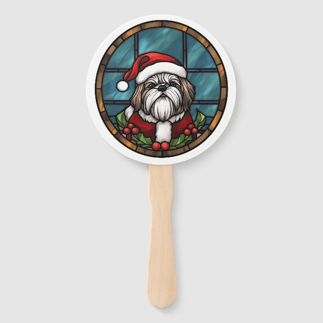 Leque Shih Tzu Vidro de Catedral Natal (Frente)
