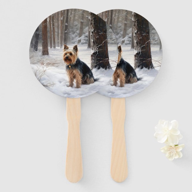 Leque Silky Terrier Deixe Nevar Natal (Frente e Verso)