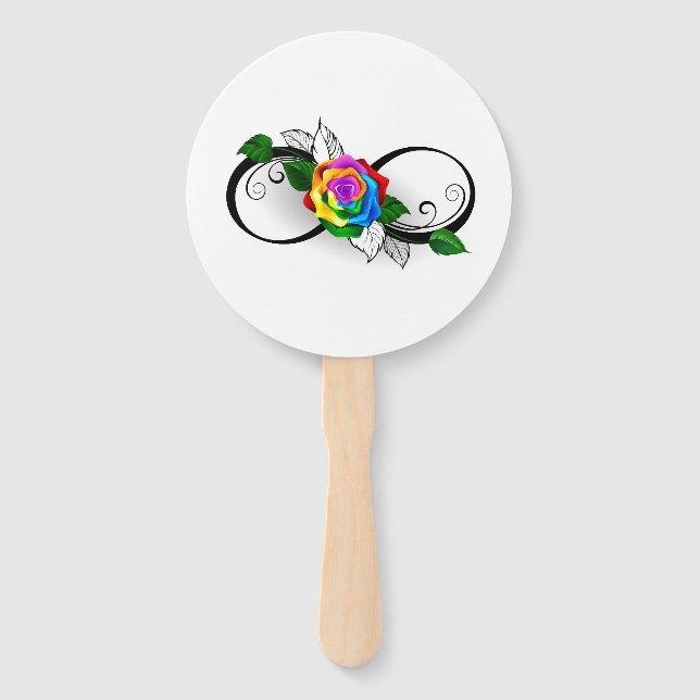 Leque Símbolo Infinito com Rosa do Arco-Íris (Frente)