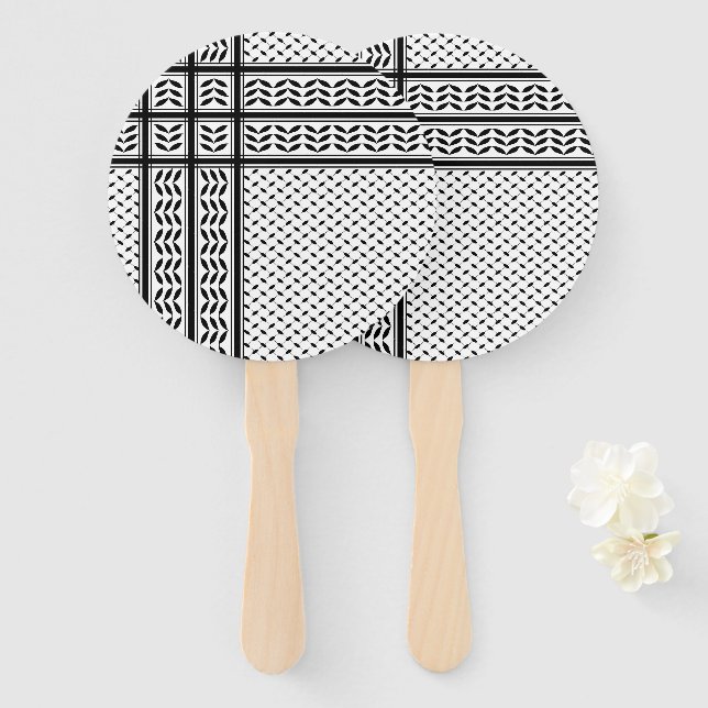 Leque Símbolo Keffiyeh do Padrão de Resistência Palestin (Frente e Verso)