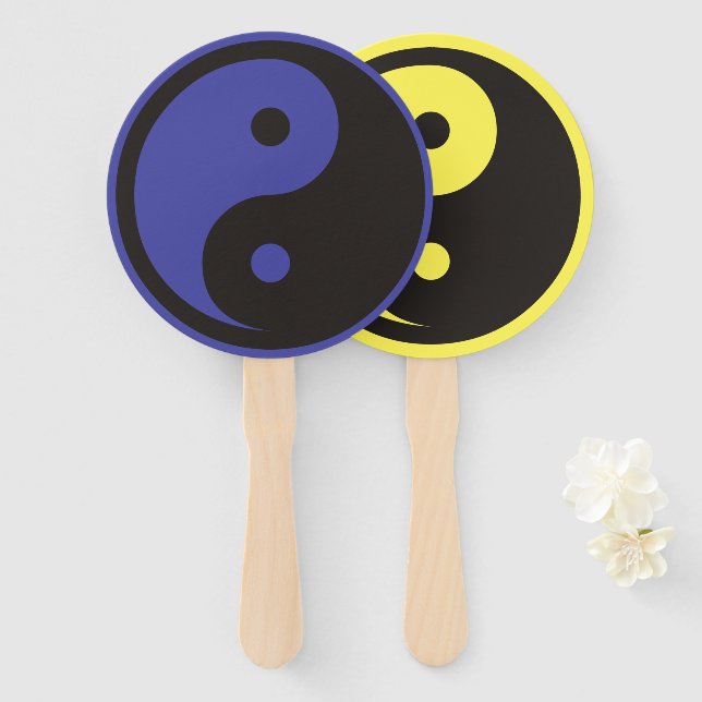 Leque Símbolo Yin Yang - design de tatuagem sólida (Frente e Verso)