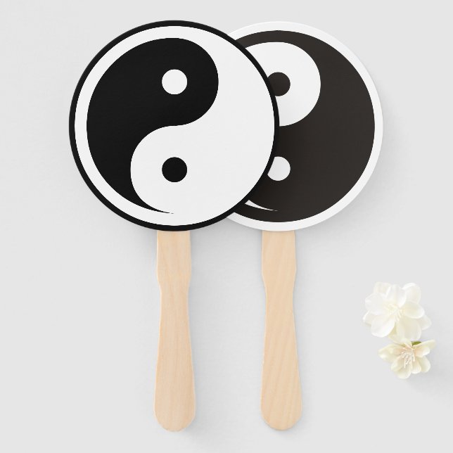 Leque Símbolo Yin Yang - tatuagem sólida design 1+2 (Frente e Verso)