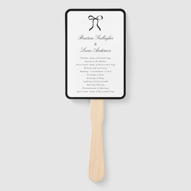 Leque Simple Bow Classic Wedding Program (Frente)