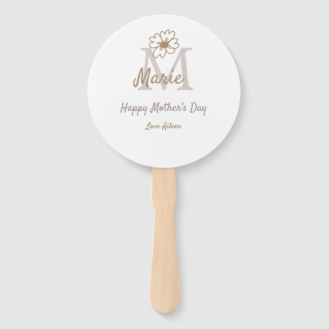 Leque simple minimal mother's day monogram golden gray f (Frente)