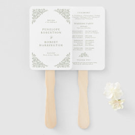 Leque Simples Delicado Floral Sage Green Wedment Program