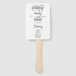 Leque Simples Elegante Black White Modern Wedn Program