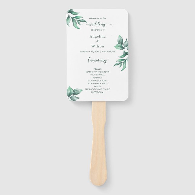 Leque Simplesmente Greenery Elegante Eucalyptus Wedding  (Frente)