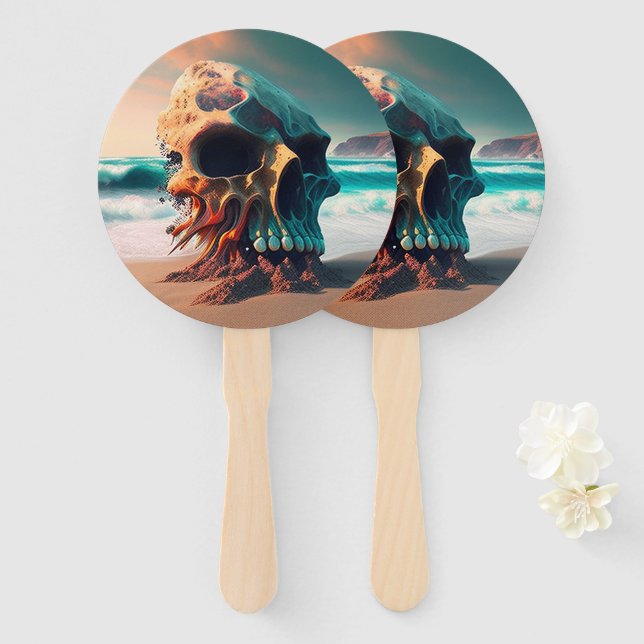 Leque Skull on the beach (Frente e Verso)