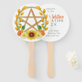 Leque Solstício Dourado Pentáculo Wiccan Sunflower